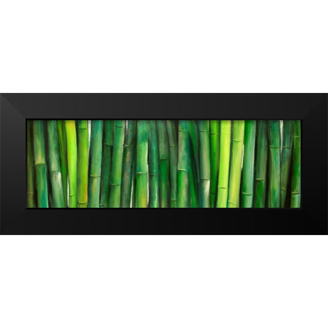 Green Bamboo Black Modern Wood Framed Art Print by Atelier B Art Studio