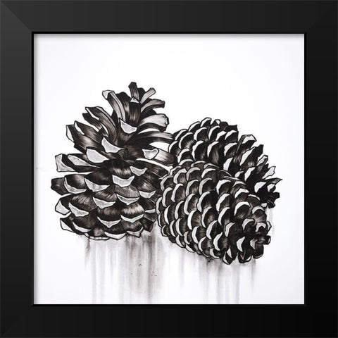 THREE SMALL PINE CONES Black Modern Wood Framed Art Print by Atelier B Art Studio