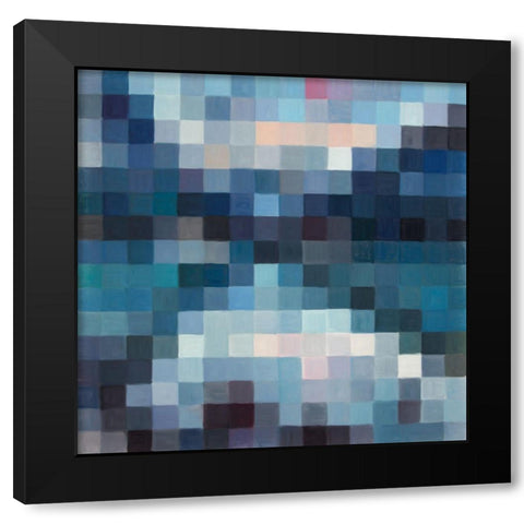 PIXELATED MOUNTAINOUS LANDSCAPE Black Modern Wood Framed Art Print with Double Matting by Atelier B Art Studio