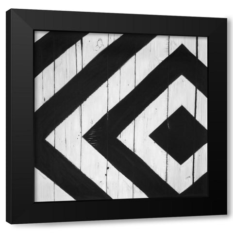 RHOMBUS ON WOOD Black Modern Wood Framed Art Print with Double Matting by Atelier B Art Studio