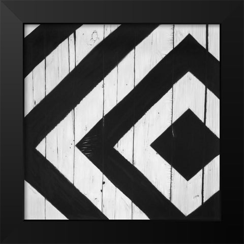 RHOMBUS ON WOOD Black Modern Wood Framed Art Print by Atelier B Art Studio
