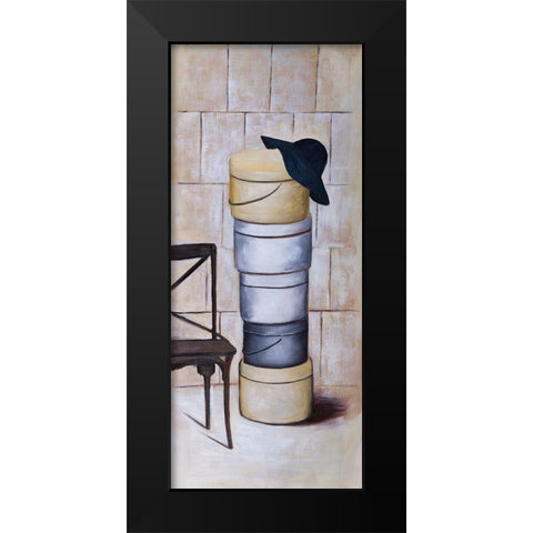 HAT BOXES Black Modern Wood Framed Art Print by Atelier B Art Studio