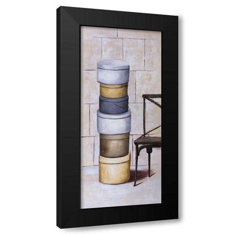 OLD HAT BOXES Black Modern Wood Framed Art Print by Atelier B Art Studio