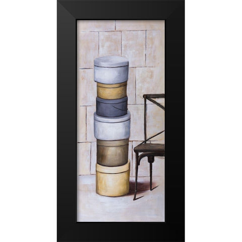 OLD HAT BOXES Black Modern Wood Framed Art Print by Atelier B Art Studio