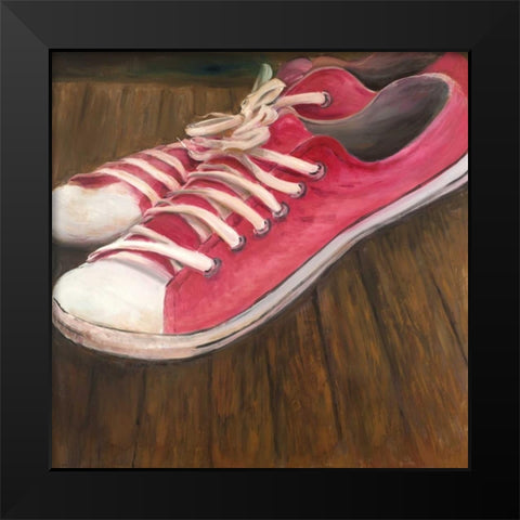 Shoes for Girls Black Modern Wood Framed Art Print by Atelier B Art Studio
