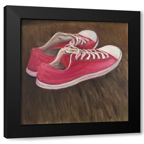 Sneaker Shoes Black Modern Wood Framed Art Print by Atelier B Art Studio