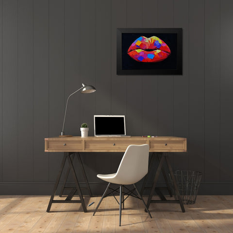 COLORFUL LIPSTICK Black Modern Wood Framed Art Print by Atelier B Art Studio