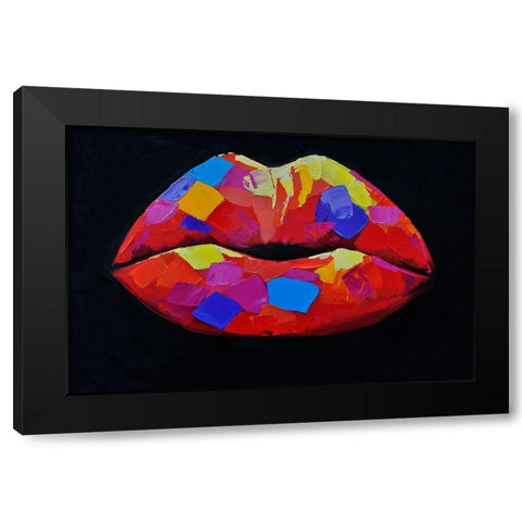 COLORFUL LIPSTICK Black Modern Wood Framed Art Print by Atelier B Art Studio