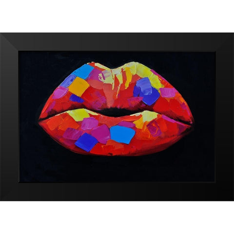 COLORFUL LIPSTICK Black Modern Wood Framed Art Print by Atelier B Art Studio