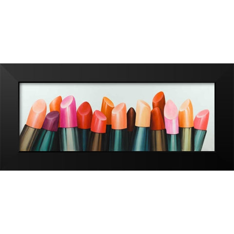 Lipstick Addict for Woman Black Modern Wood Framed Art Print by Atelier B Art Studio