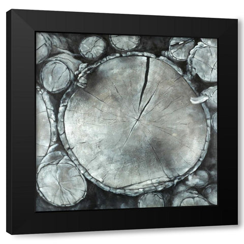 Stacked Wood Logs Black Modern Wood Framed Art Print by Atelier B Art Studio