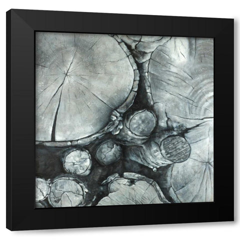 Textured Wooden Logs Black Modern Wood Framed Art Print by Atelier B Art Studio