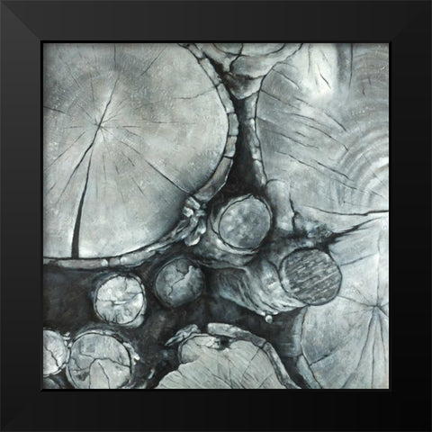 Textured Wooden Logs Black Modern Wood Framed Art Print by Atelier B Art Studio