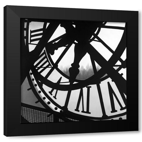 Giant Clock in Orsay Museum Black Modern Wood Framed Art Print by Atelier B Art Studio