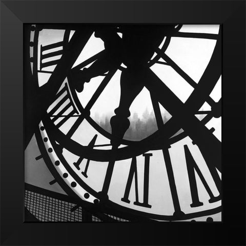 Giant Clock in Orsay Museum Black Modern Wood Framed Art Print by Atelier B Art Studio