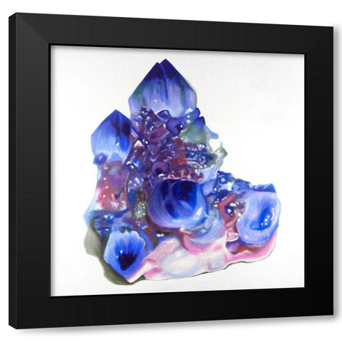 Blue and Purple Quartz Cristal Black Modern Wood Framed Art Print by Atelier B Art Studio