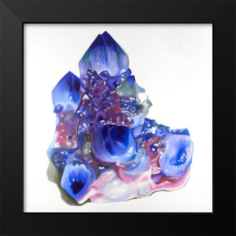Blue and Purple Quartz Cristal Black Modern Wood Framed Art Print by Atelier B Art Studio