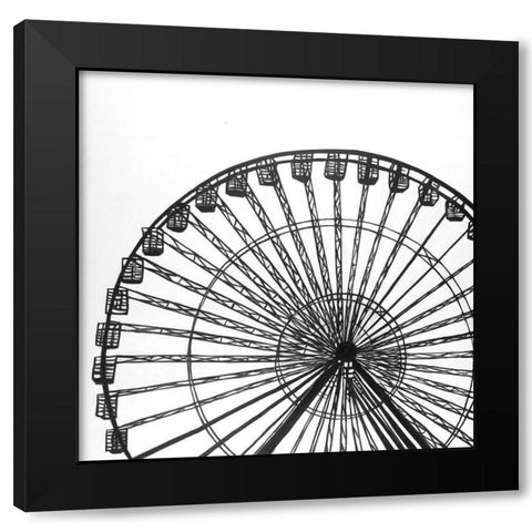 Monochrome Ferris Wheel Black Modern Wood Framed Art Print with Double Matting by Atelier B Art Studio
