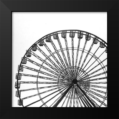 Monochrome Ferris Wheel Black Modern Wood Framed Art Print by Atelier B Art Studio