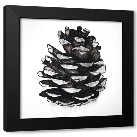 PINE CONE Black Modern Wood Framed Art Print by Atelier B Art Studio