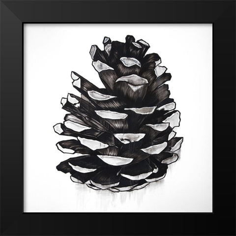 PINE CONE Black Modern Wood Framed Art Print by Atelier B Art Studio