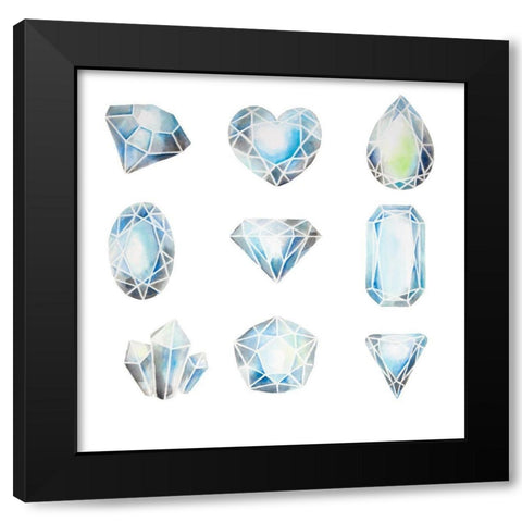 CRYSTALS Black Modern Wood Framed Art Print by Atelier B Art Studio