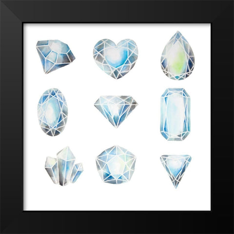 CRYSTALS Black Modern Wood Framed Art Print by Atelier B Art Studio