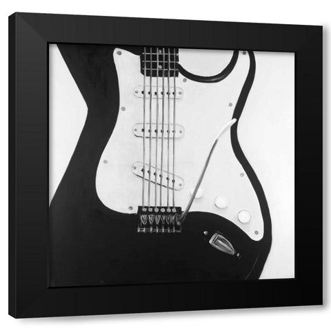 Black Electric Guitar Black Modern Wood Framed Art Print with Double Matting by Atelier B Art Studio