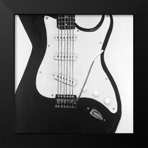 Black Electric Guitar Black Modern Wood Framed Art Print by Atelier B Art Studio