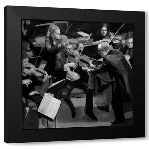 Symphony Orchestra in Music Black Modern Wood Framed Art Print by Atelier B Art Studio