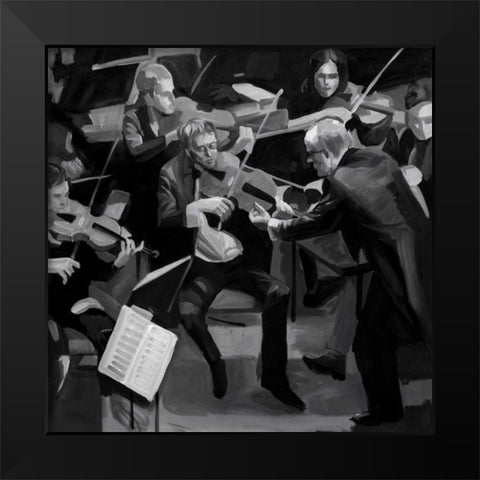 Symphony Orchestra in Music Black Modern Wood Framed Art Print by Atelier B Art Studio