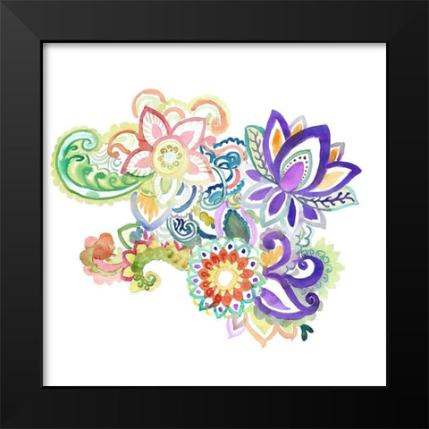 PAISLEY WATERCOLOR Black Modern Wood Framed Art Print by Atelier B Art Studio