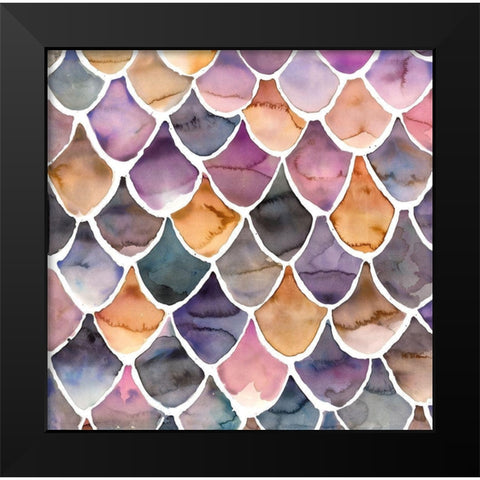 PURPLE LIKE A MERMAID Black Modern Wood Framed Art Print by Atelier B Art Studio