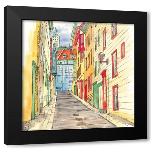 LANE IN LE PETIT CHAMPLAIN Black Modern Wood Framed Art Print with Double Matting by Atelier B Art Studio