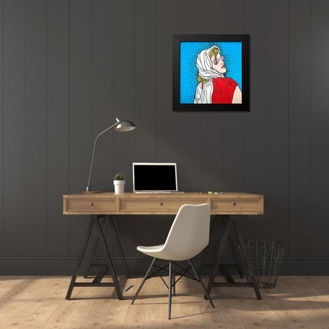 POP ART WOMAN Black Modern Wood Framed Art Print by Atelier B Art Studio