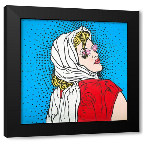 POP ART WOMAN Black Modern Wood Framed Art Print with Double Matting by Atelier B Art Studio