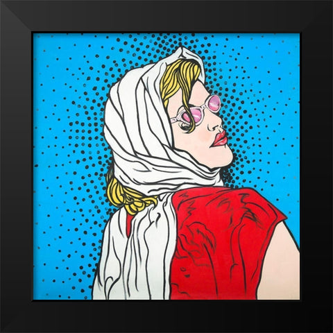 POP ART WOMAN Black Modern Wood Framed Art Print by Atelier B Art Studio