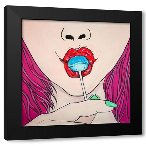 LOLLIPOP Black Modern Wood Framed Art Print by Atelier B Art Studio