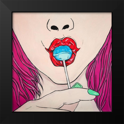 LOLLIPOP Black Modern Wood Framed Art Print by Atelier B Art Studio