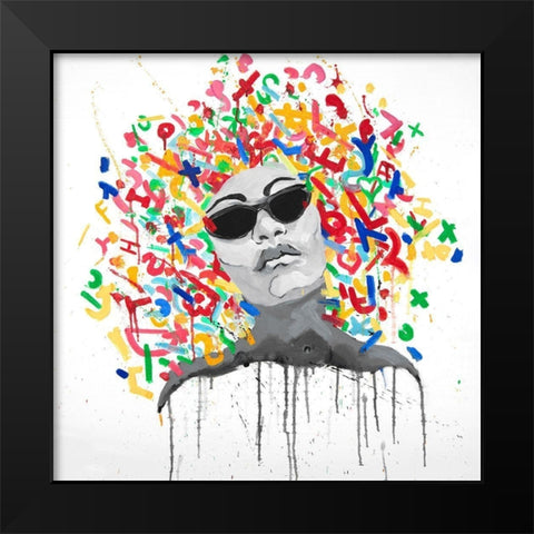 WOMAN STREET ART POP Black Modern Wood Framed Art Print by Atelier B Art Studio