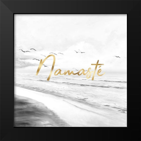 NAMASTÉ Black Modern Wood Framed Art Print by Atelier B Art Studio