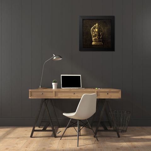 LORD GANESHA Black Modern Wood Framed Art Print by Atelier B Art Studio