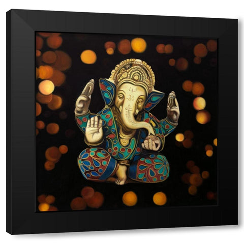 GANESH Black Modern Wood Framed Art Print by Atelier B Art Studio