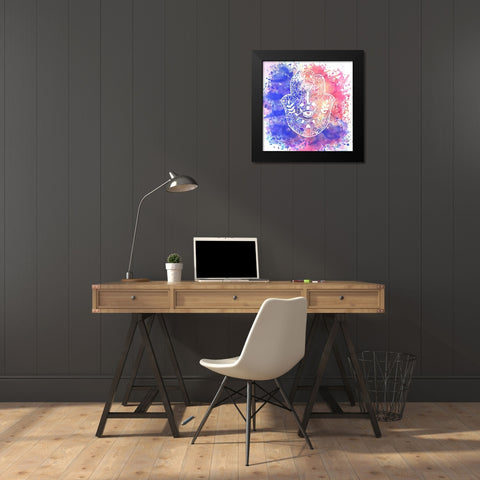 HAMSA HAND Black Modern Wood Framed Art Print by Atelier B Art Studio
