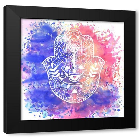 HAMSA HAND Black Modern Wood Framed Art Print with Double Matting by Atelier B Art Studio