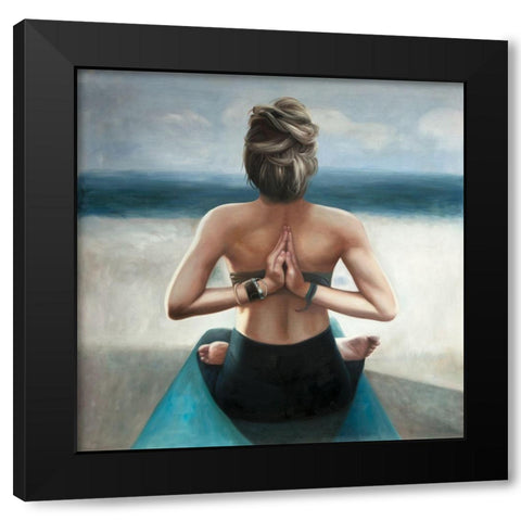 REVERSE PRAYER POSE Black Modern Wood Framed Art Print with Double Matting by Atelier B Art Studio