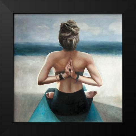 REVERSE PRAYER POSE Black Modern Wood Framed Art Print by Atelier B Art Studio