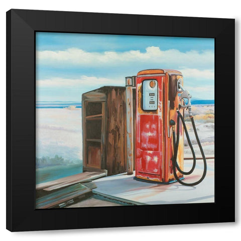 OLD GAS PUMP Black Modern Wood Framed Art Print by Atelier B Art Studio