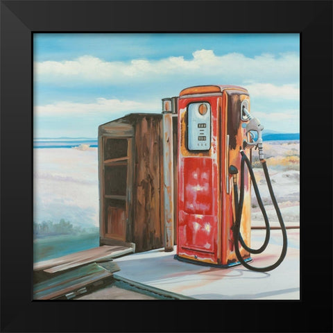 OLD GAS PUMP Black Modern Wood Framed Art Print by Atelier B Art Studio