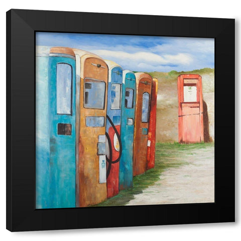 OLD GAS PUMPS Black Modern Wood Framed Art Print with Double Matting by Atelier B Art Studio